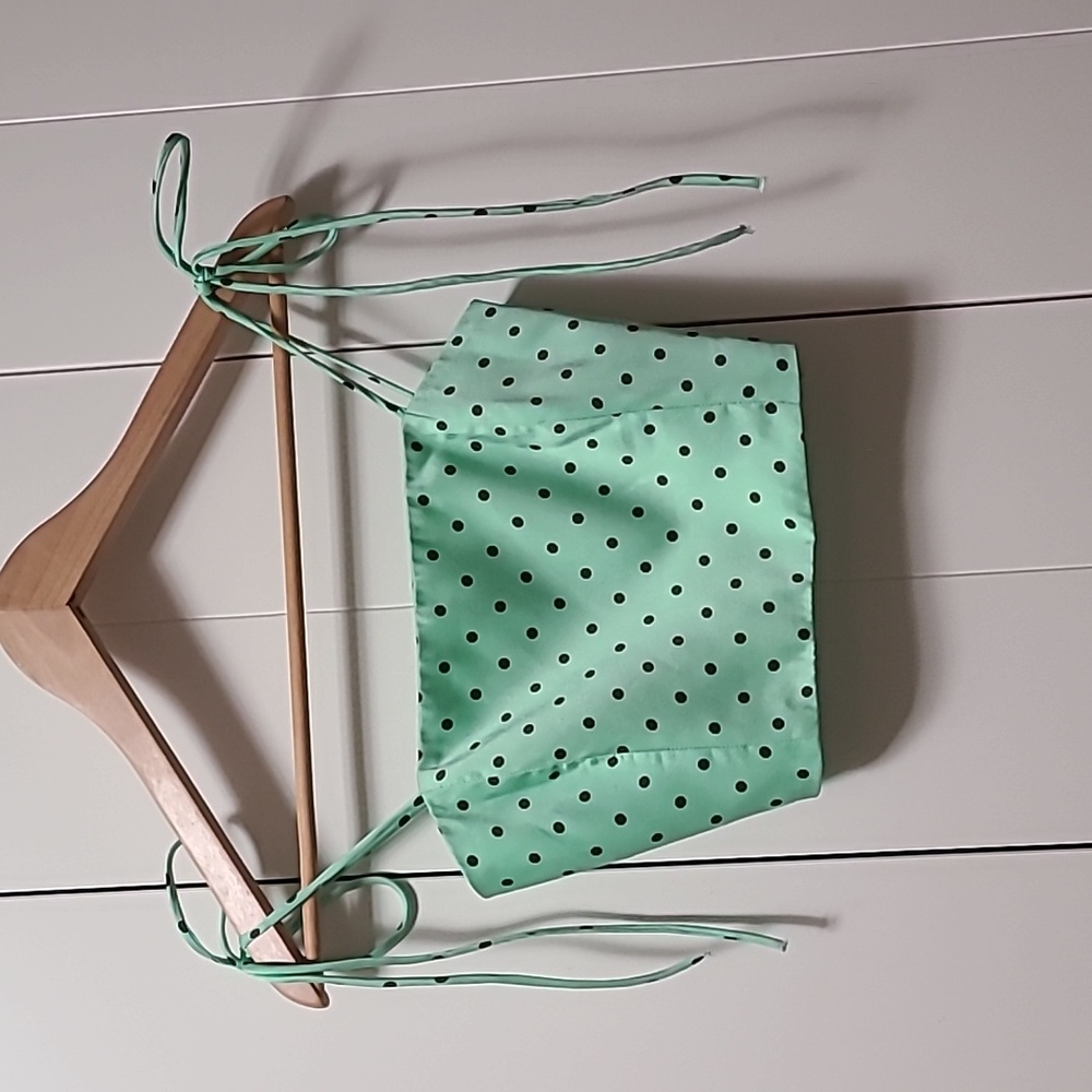 Satin green spotted women's top